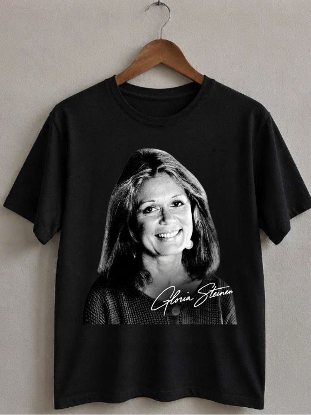 Gloria Steinem Gildan Black Shirt Sign Graphic Tee